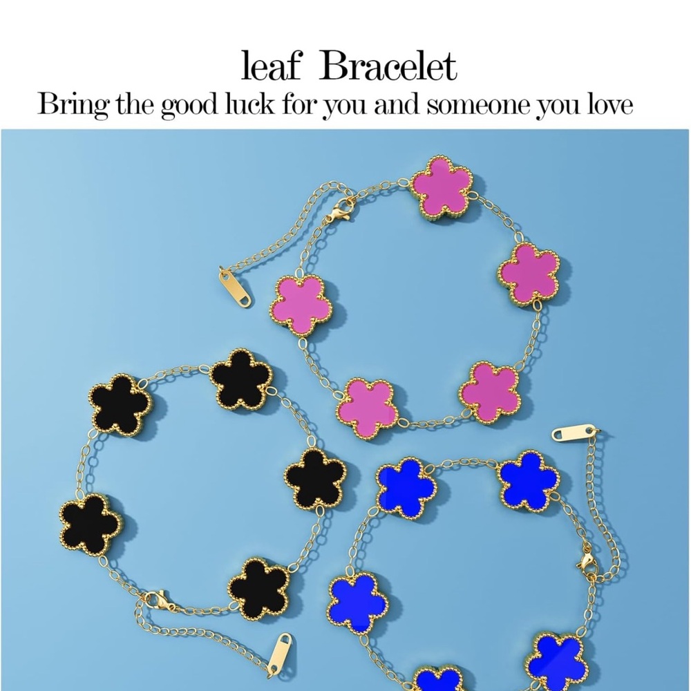 Gold Plated Clover 5 Leaf Stylish Trendy Bracelets